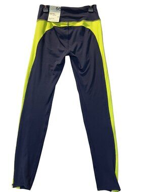 SO Womens XS High Rise 7/8 Sporty Leggings Navy & Lime Activewear
